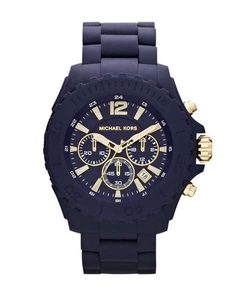 michael kors navy blue runway watch|Michael Kors oversized watch.